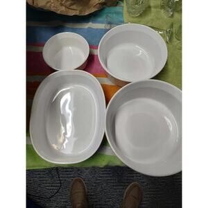 Set of 4 White CORNING WARE Ceramic Bowls